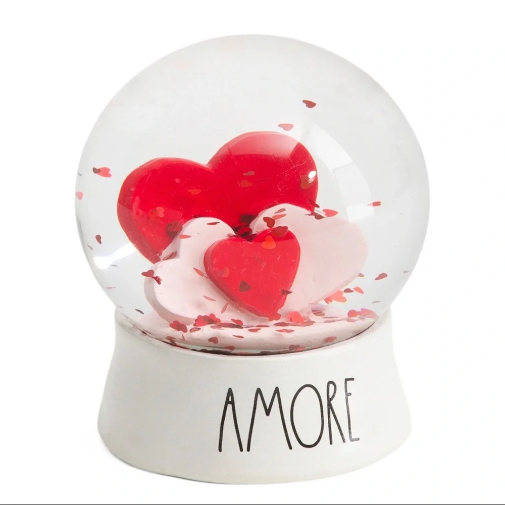 Rae Dunn AMORE Hearts Snow Globe Birthday Holiday Gift - Picture 1 of 5